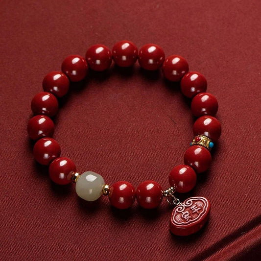 Cinnabar Jade Healing Protection Charm Bracelet